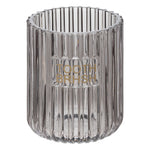 Glass Toothbrush Holder Gray Glass Ribbed Tumbler D 8 x H 10 cm