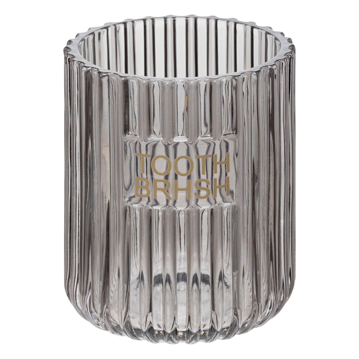 Glass Toothbrush Holder Gray Glass Ribbed Tumbler D 8 x H 10 cm