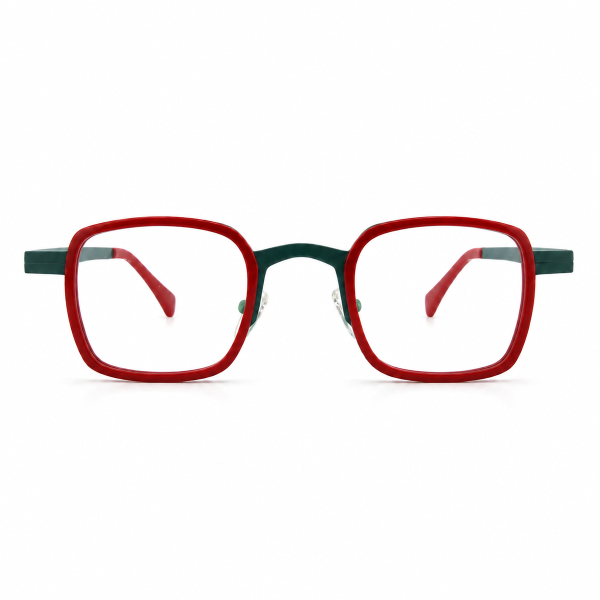 Green and red eyeglasses