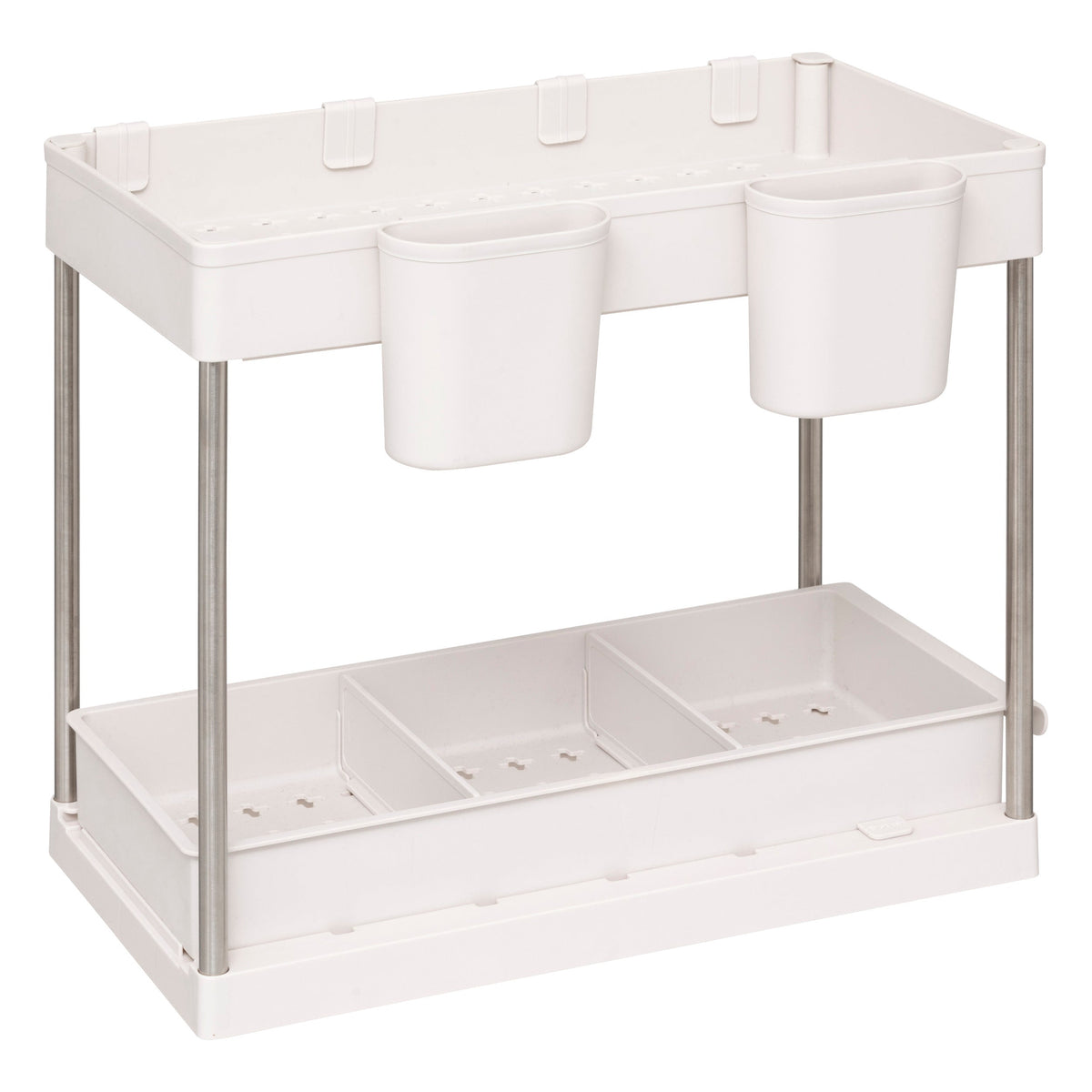 2-tier sliding organizer for cabinets – under-sink kitchen rack