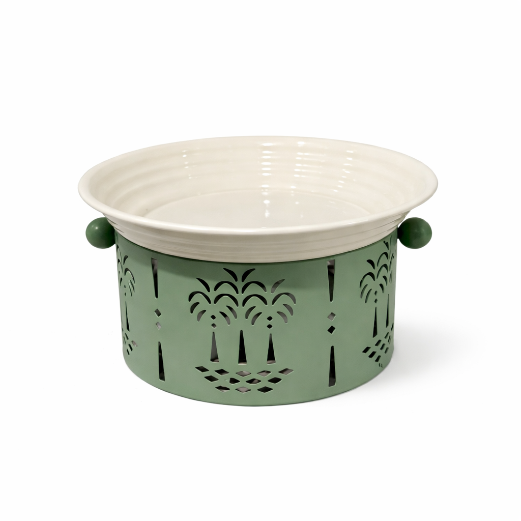 Metal Deep Serving Bowl with Decorative Stand 20x11, 25x13 cm