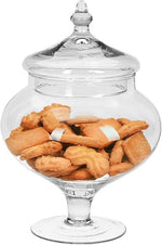 Clear Glass Biscuit Cookie Jar Pedestal Footed D17 x H28 cm