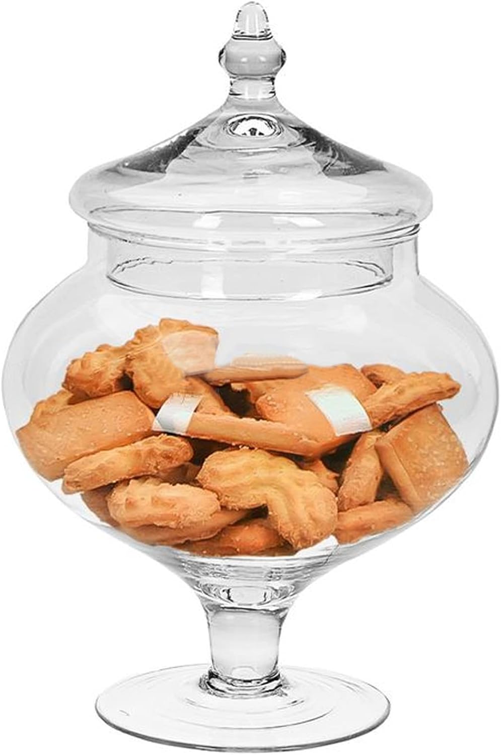 Clear Glass Biscuit Cookie Jar Pedestal Footed D17 x H28 cm