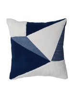 Cotton Cushion Blue Textured Square Decorative Pillow 45x45 cm