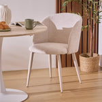 Celestial Chair Boucle Upholstered Indoor Dining Chair, Cream