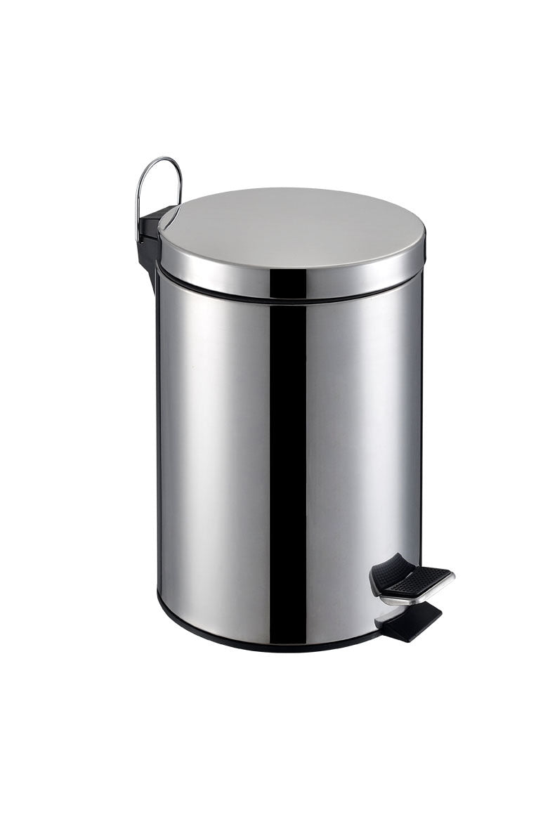 Round Pedaled Dustbin - Black, 12L, Stylish & Durable
