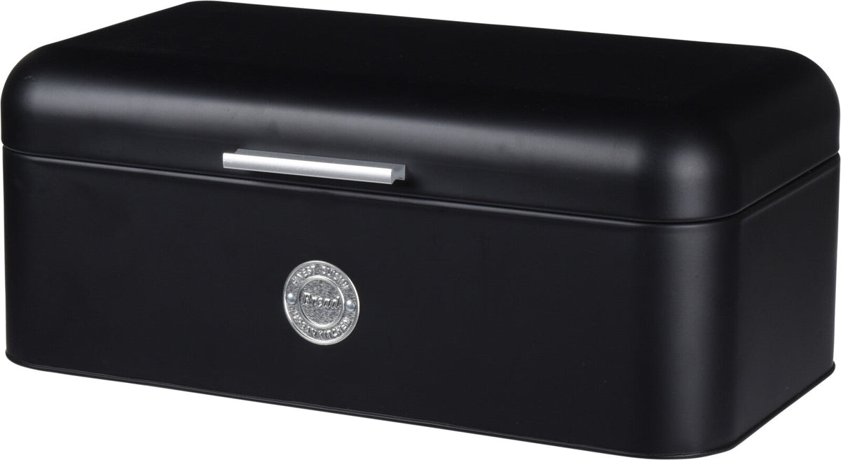 Bread Bin Metal, Elegant Black, Corrosion Protection, 42x22x16 cm