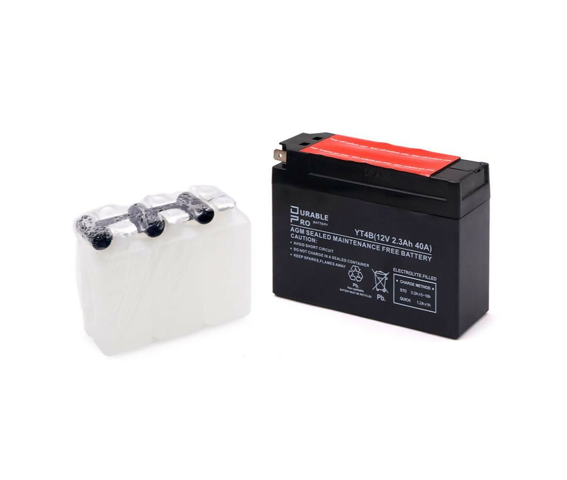 Motorcycle Battery | YT4B Durable Pro| 12V 2.3Ah