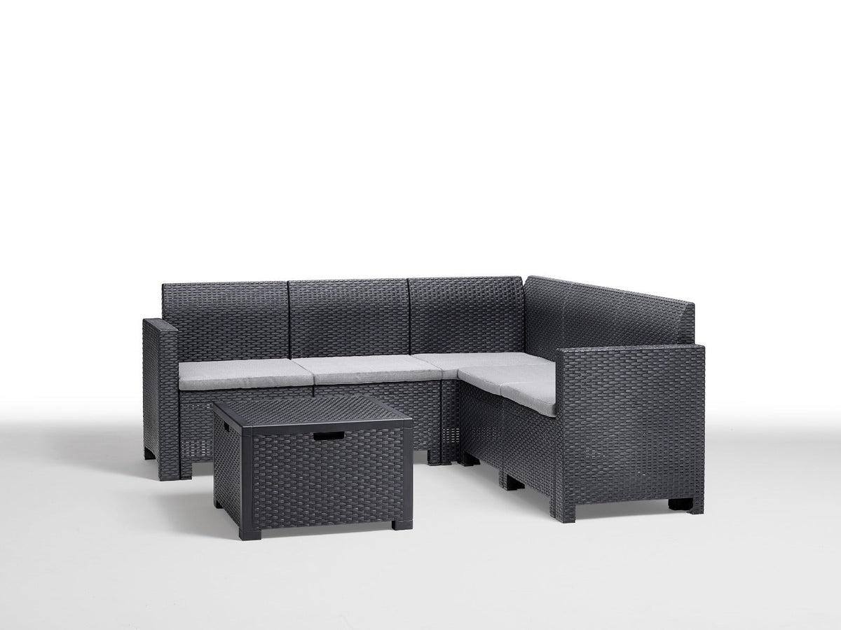 Nebrasca Corner Outdoor Set 5-Seater Rattan Sofa with Storage Table
