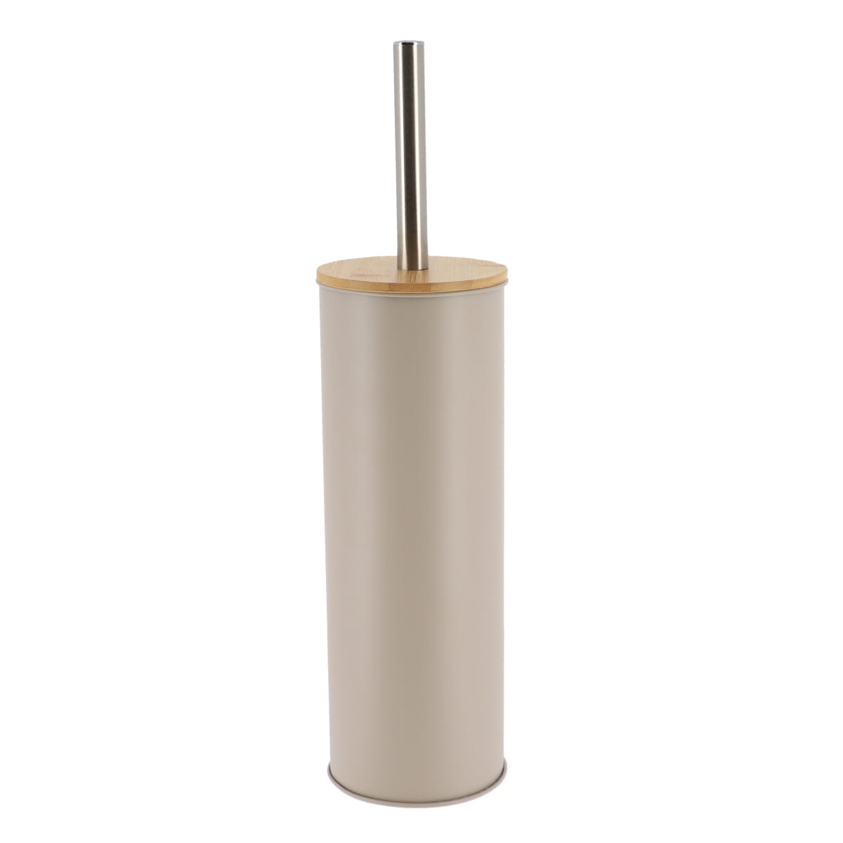 Toilet Brush with Bamboo Cover Modern Metal Bathroom Accessory