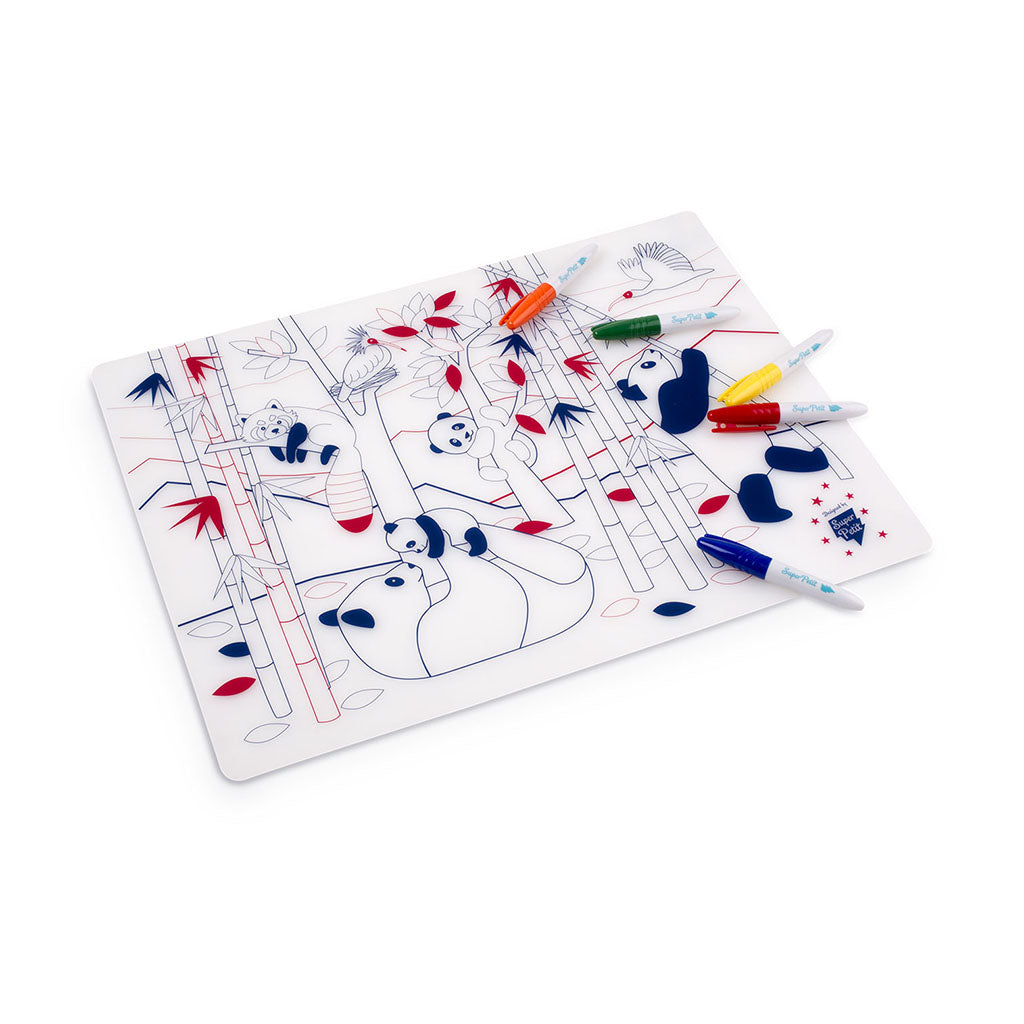 Superpetit Coloring PlaceMat + 5 Erasable Markers - Panda