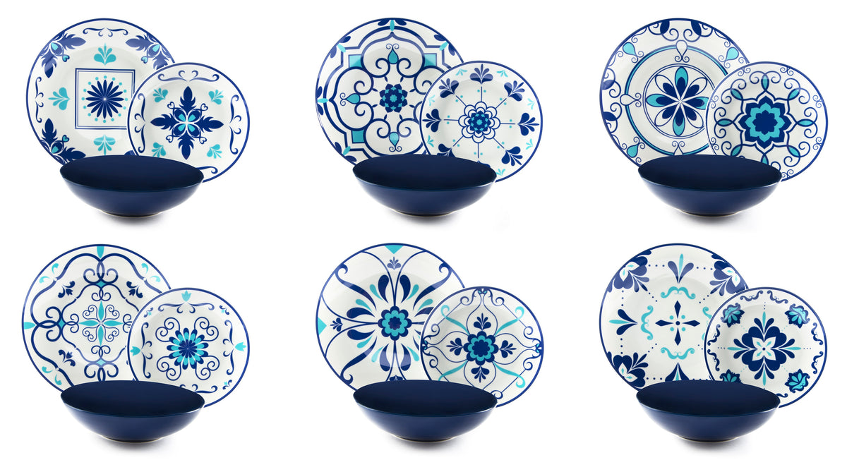 Vietri Dinner Set - Porcelain, 18 Pieces, Decorated