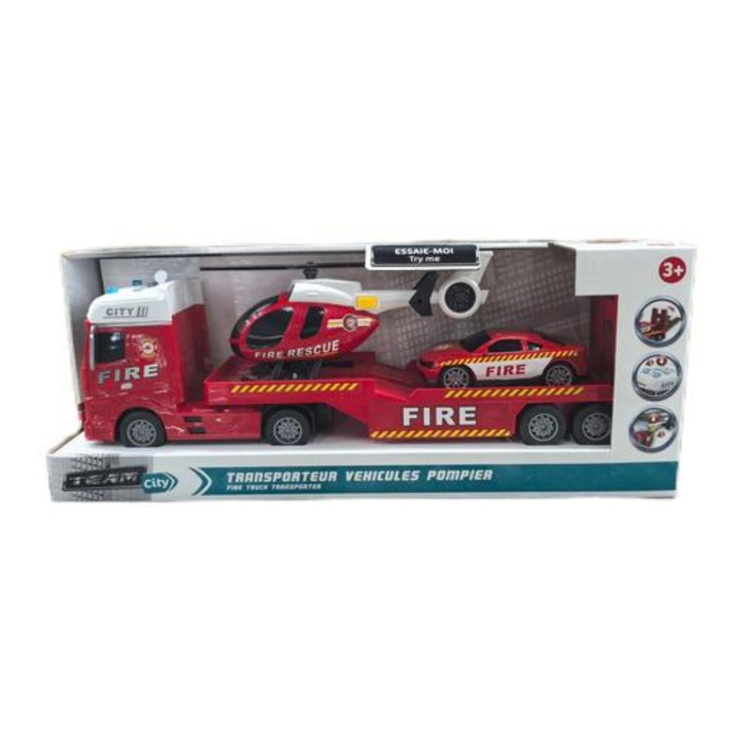 Team City Fire Truck Transporter Set