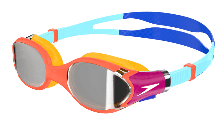 SPEEDO BIOFUSE 2.0 MIRROR JUNIOR COBALT POP / MARINE BLUE / VOLCANIC ORANGE / CHROME