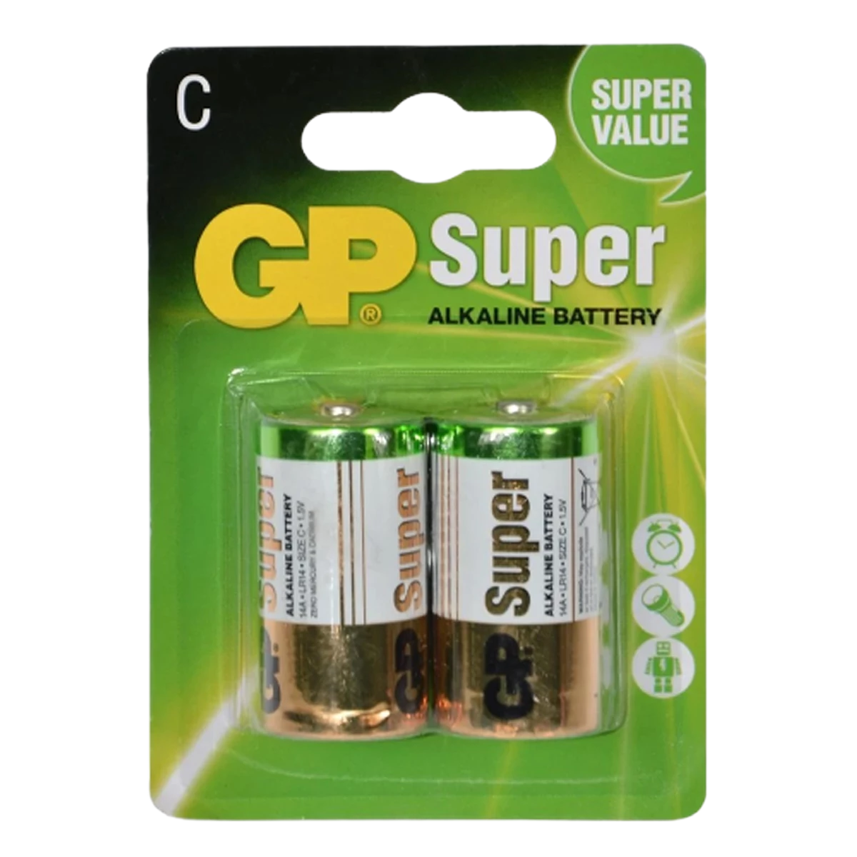 GP14A-2UE2 Super Alkaline Battery GP Pack of 2x LR14 C 1.5v