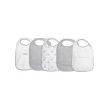 Trois Kilos Sept: 5-Pack Newborn Bibs – White & Grey (24 x 38 cm)