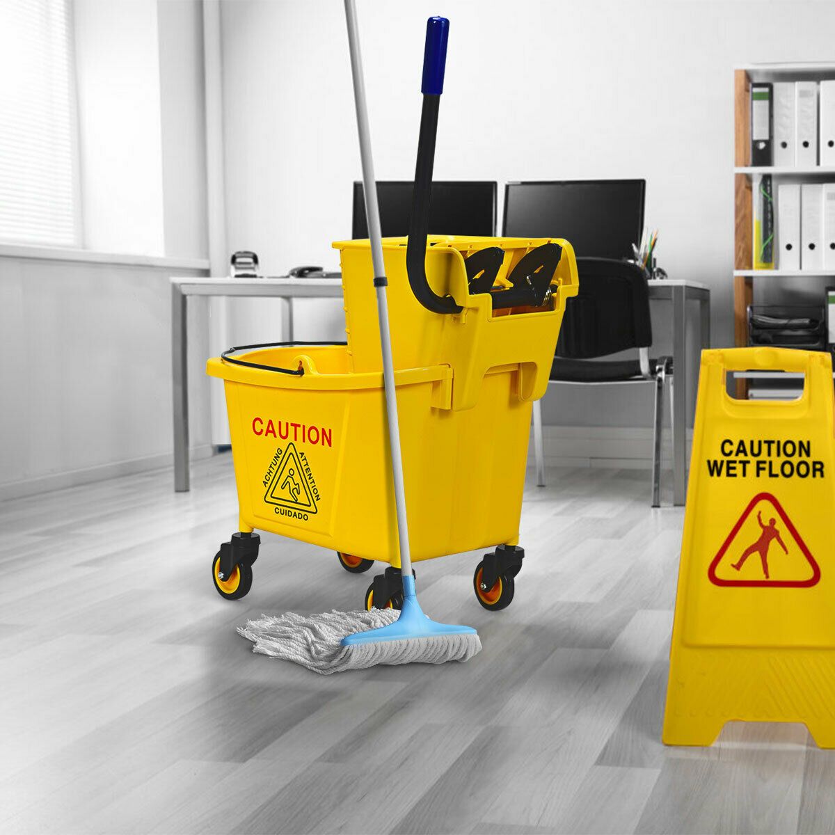 Mop Wringer Trolley, 36 LT Capacity, Yellow