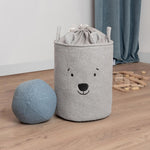 SIPO: Toy Basket XL Organizer 43L - Premium Bouclé Gray Teddy Bear