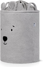 SIPO: Toy Basket XL Organizer 43L - Premium Bouclé Gray Teddy Bear