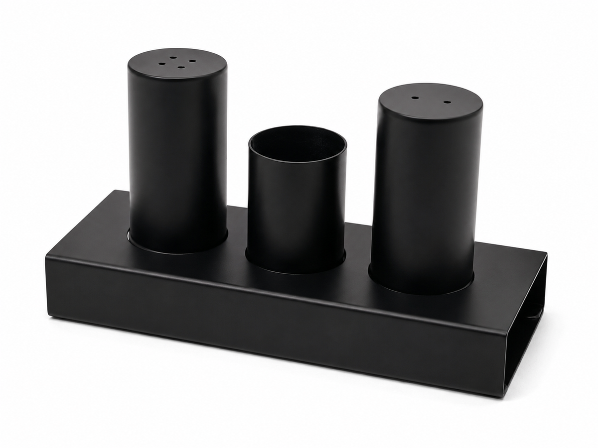 Stainless Steel Salt, Pepper & Toothpick Set on Stand