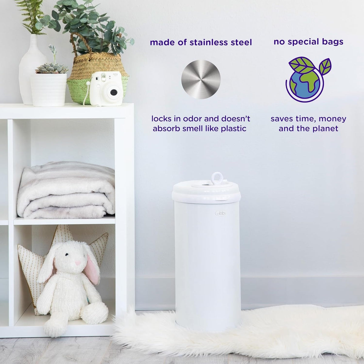 Ubbi: Steel Odor-Locking Diaper Pail – Gray
