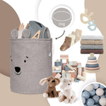 SIPO: Toy Basket XL Organizer 43L - Premium Bouclé Gray Teddy Bear