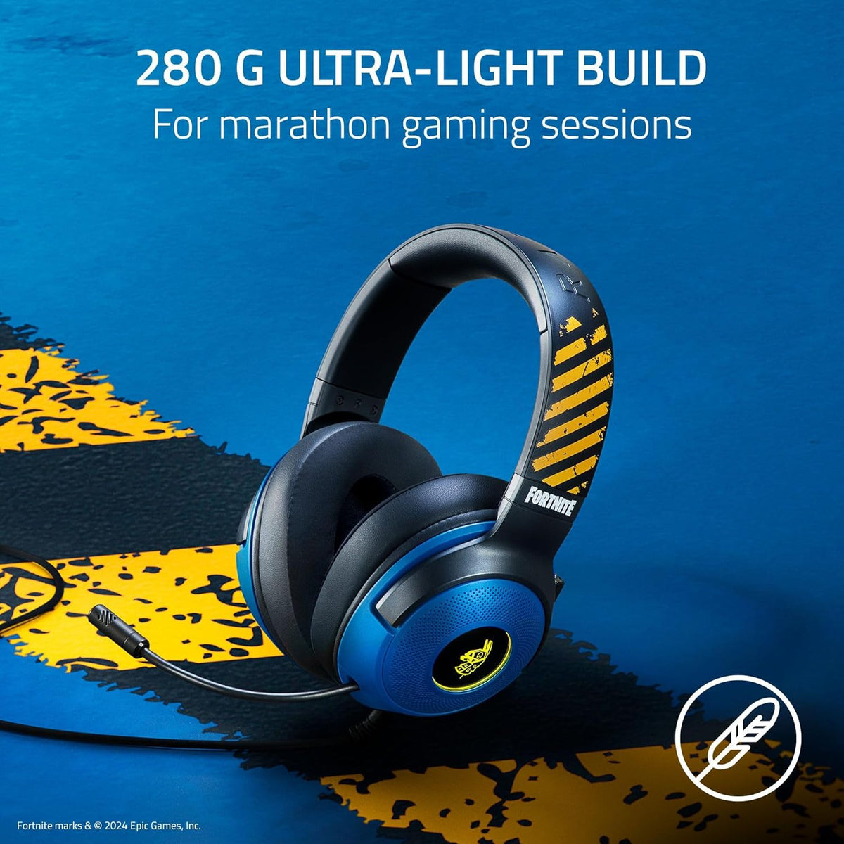 Razer Kraken V3 X Wired USB Gaming Headset: 285g Lightweight Build - Triforce 40mm Drivers - HyperClear Cardioid Mic - 7.1 Surround Sound - Chroma RGB Lighting - Fortnite Edition
