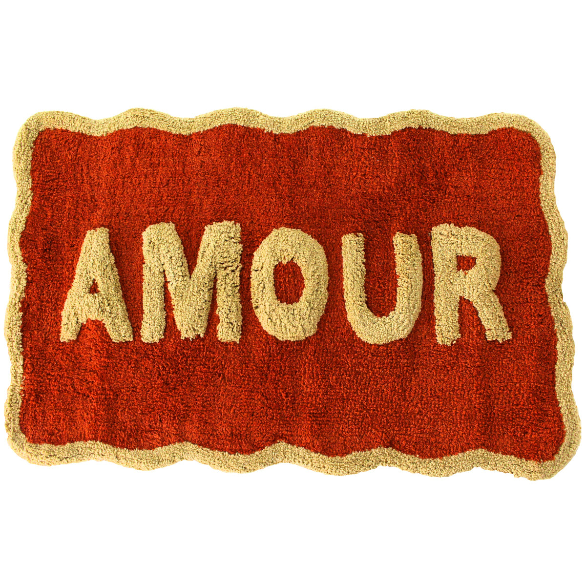 Bathmat Amour Cotton Terra Scalloped Edge Playful Bathroom Mat