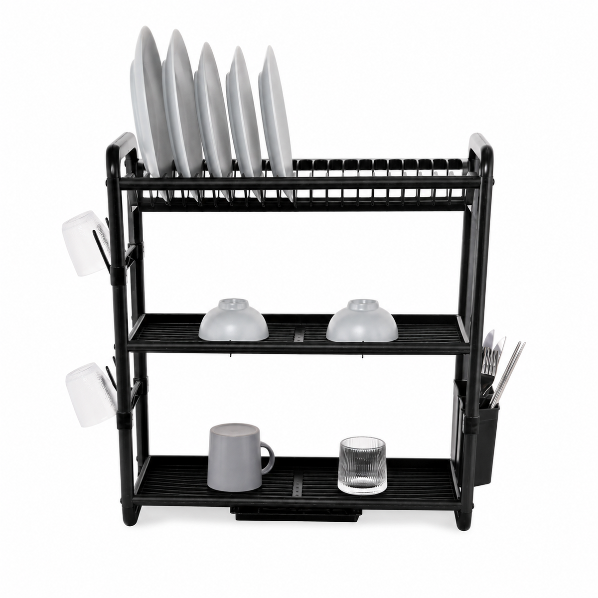 3-Tier Aluminum Dish Rack – 61×27×57 cm
