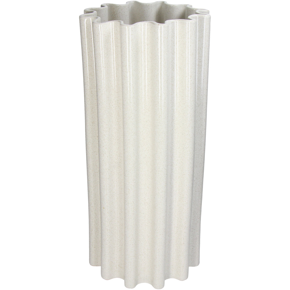 Stoneware Vase White Fluted Ceramic D22.5 x H33 or H50 cm
