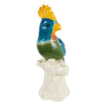 Bird Statuette "Yuca" Multicolored Glazed Stoneware Ornament