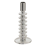 Candle Holder "Sky" Sculpted Borosilicate Glass Taper Holder, Silver