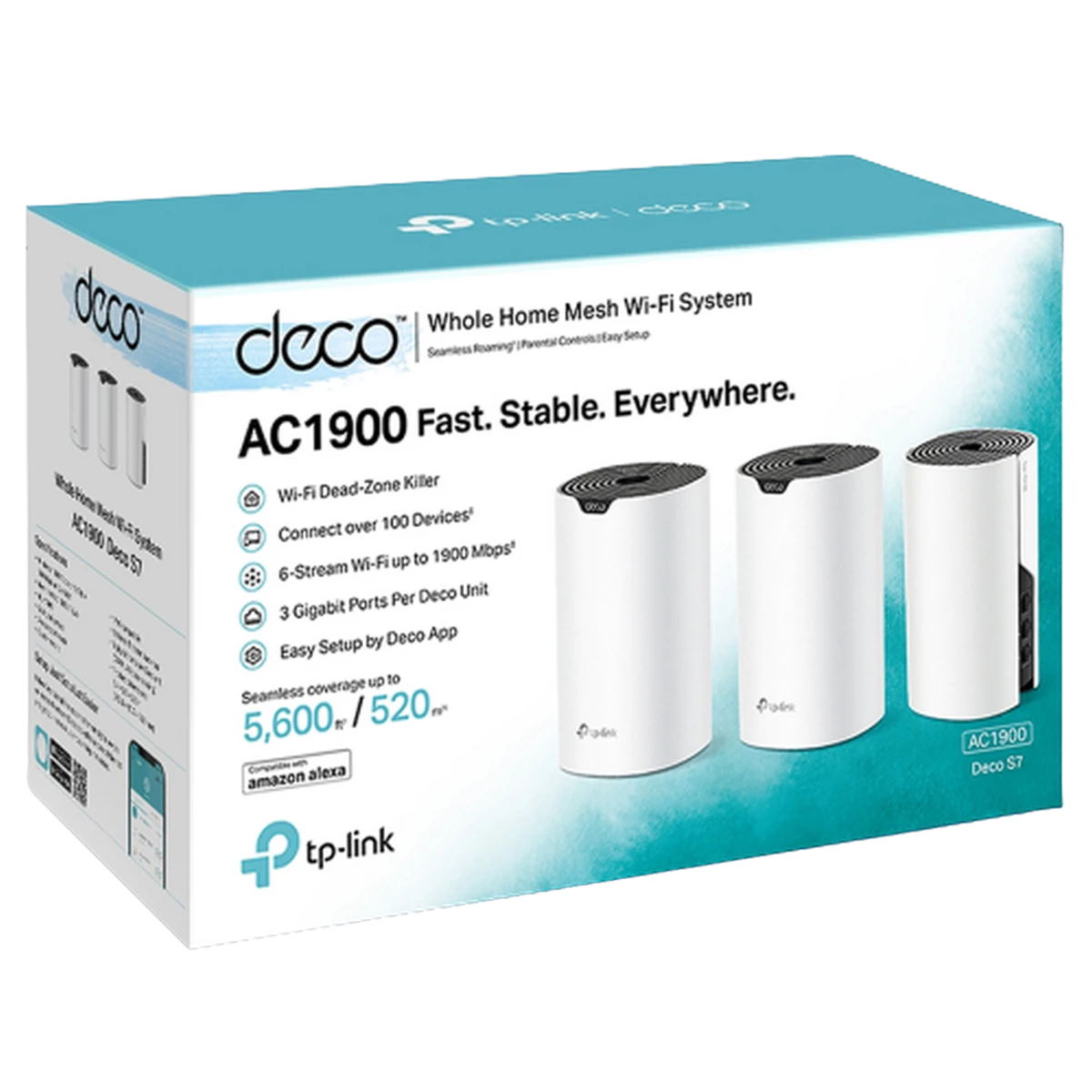 TP-Link Deco S7 (3 Pack) AC1900 Whole Home Mesh Wifi System - White