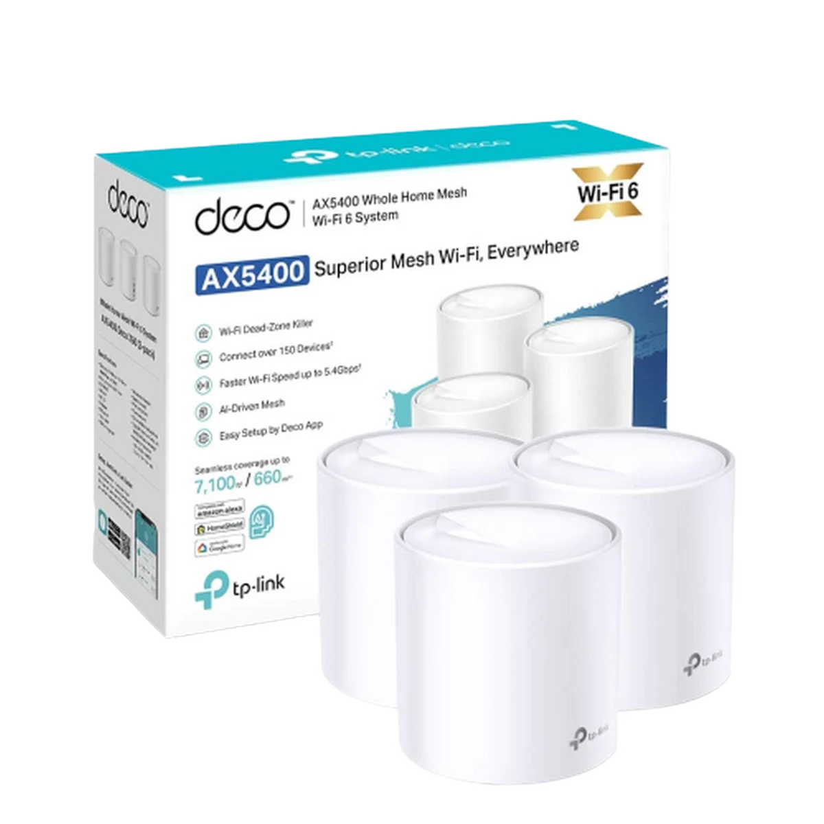 TP-Link Deco X60 (3 Pack) AX5400 Whole Home Mesh Wifi 6 System - White