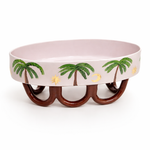 Handmade Ceramic Oval Serving Bowl Palm Design 36x20x16 cm