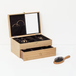 JEWELRY BAMBOO BOX TIDY - Velvet lined, 1 Mirror, 12 Boxes