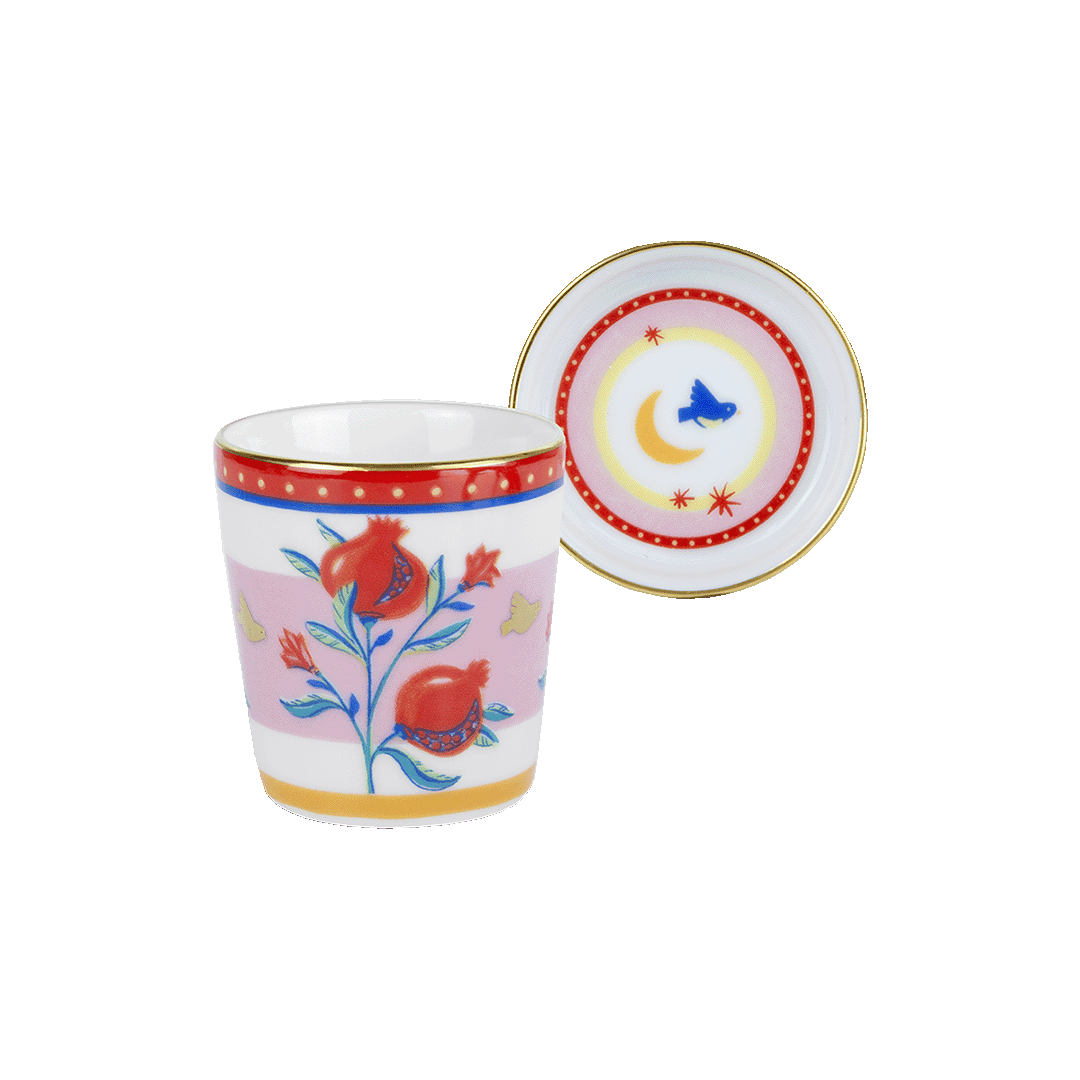 ESPRESSO CUP WITH LID/SAUCER POMEGRANATE