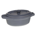 Mini Oval Earthenware Saucepan Dish with Lid & Handles - Stoneware