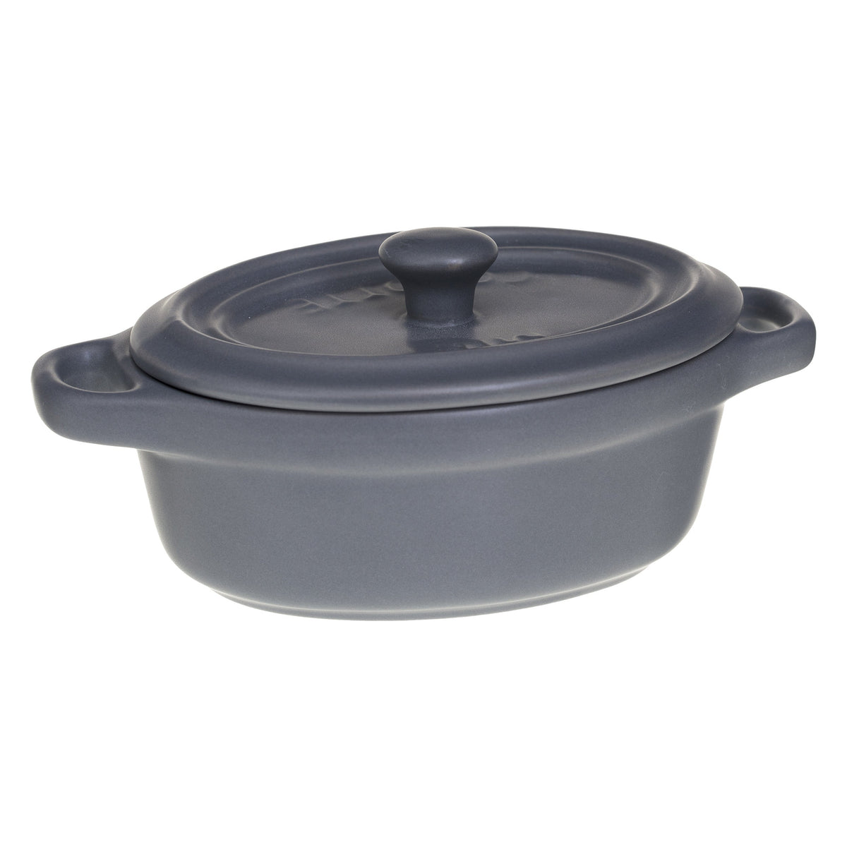 Mini Oval Earthenware Saucepan Dish with Lid & Handles - Stoneware