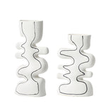 Hand-Painted Wave Ceramic Vase | Artistic Matte White Decorative Accent