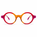 Colorful round eyeglasses on a white background