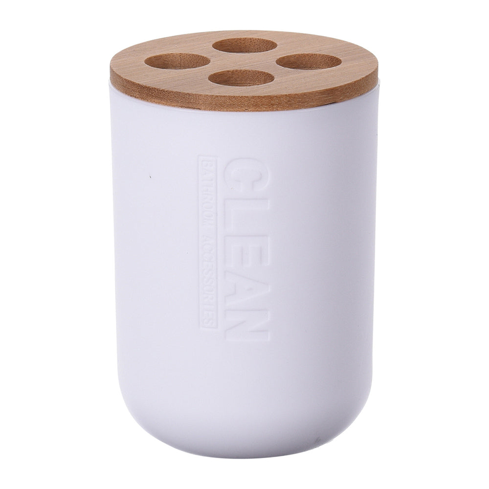 Toothbrush Holder Plastic With Bamboo, Elegant and Eco-friendly