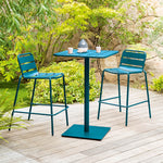 Phuket High Square Table Epoxy Steel Modern Outdoor Garden Table Blue