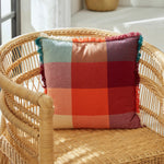 Fringed Madras Cushion "Yucatan" 45x45 cm Colorful Square