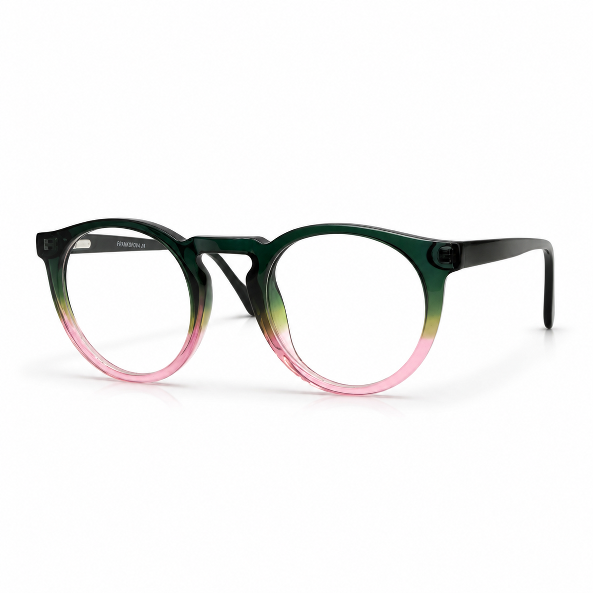 Green and pink eyeglasses