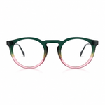 Round eyeglasses pink and green