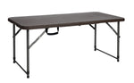 Brown Folding table with rattan design