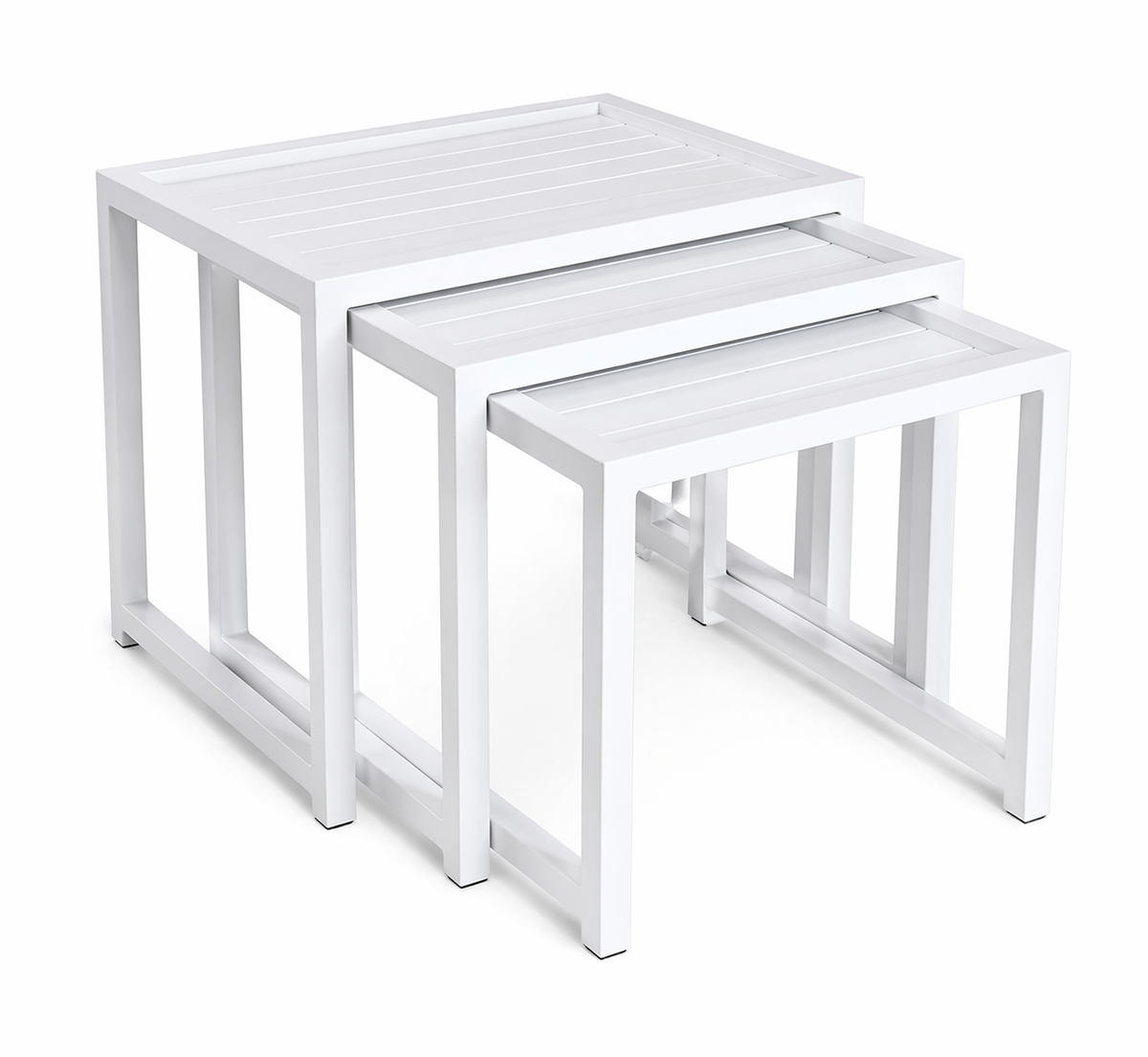 Aluminum 3-Piece Nesting Coffee Table Set White