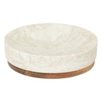 Soap Dish Come - Round Polyresin Soap Dish with Wooden Base
