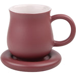 Stoneware Mug with Saucer - Green, Pink